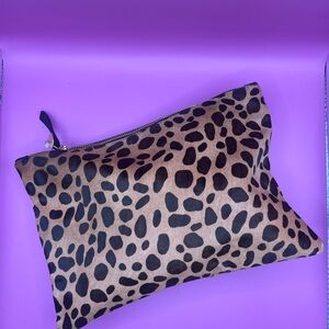 Clare V Leopard Print Pouch